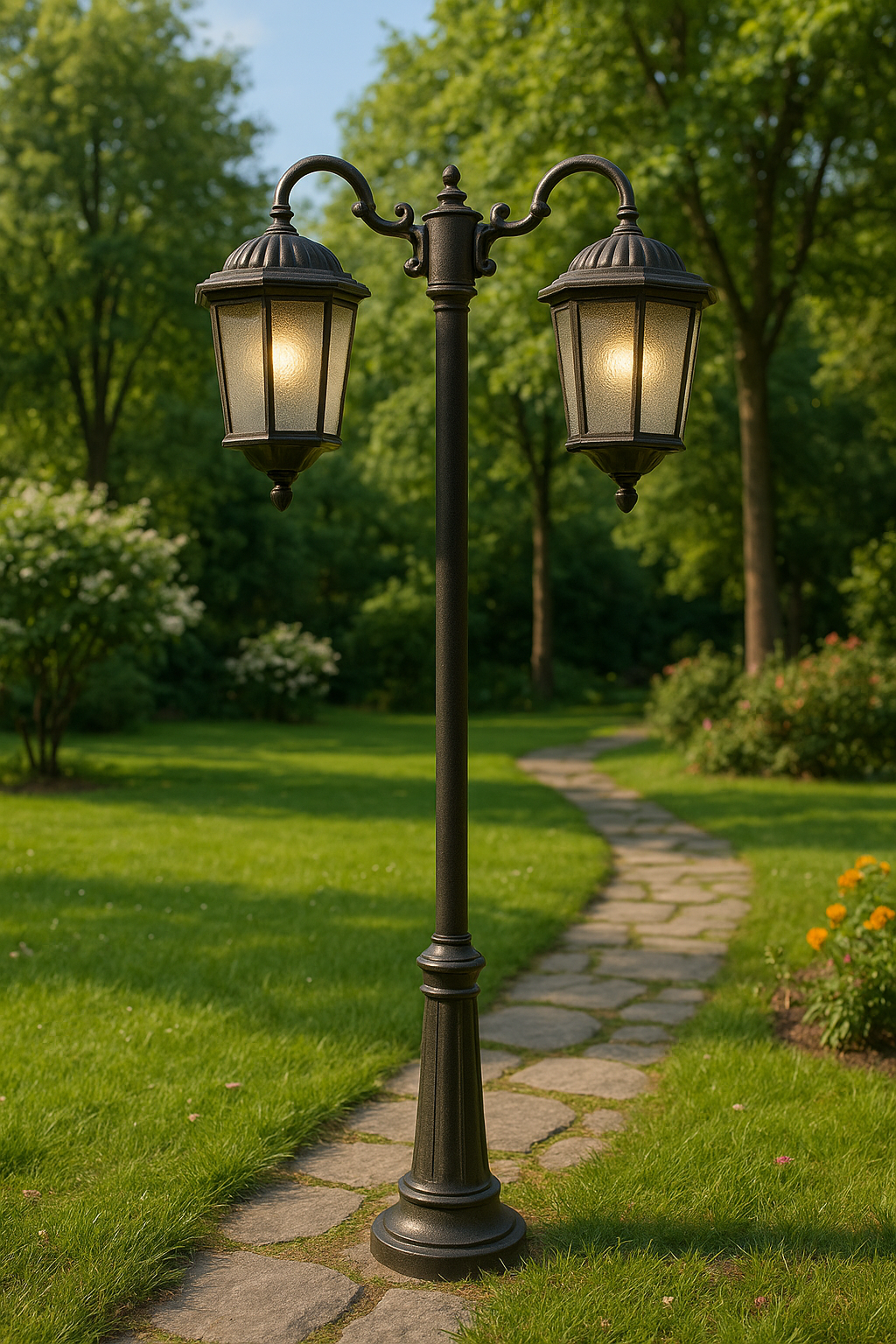 چراغ محوطه دوشعله فلز و آلمینیوم