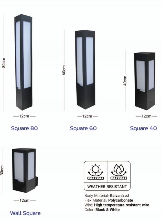 چراغ چمنی مربع